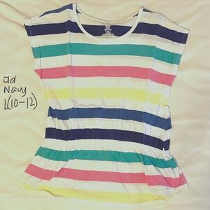 Old Navy Multicolored Striped Shirt L(10-12)